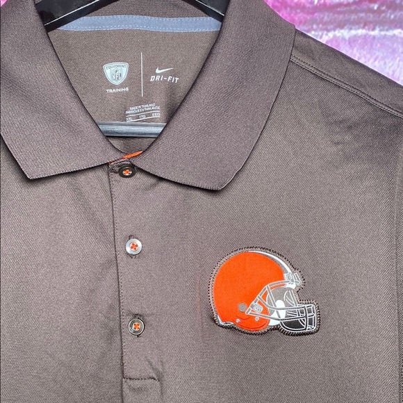 Nike NFL Cleveland Browns Polo Shirt Men’s XXL Dri-Fit Brown Orange Embroidered - Picture 3 of 7